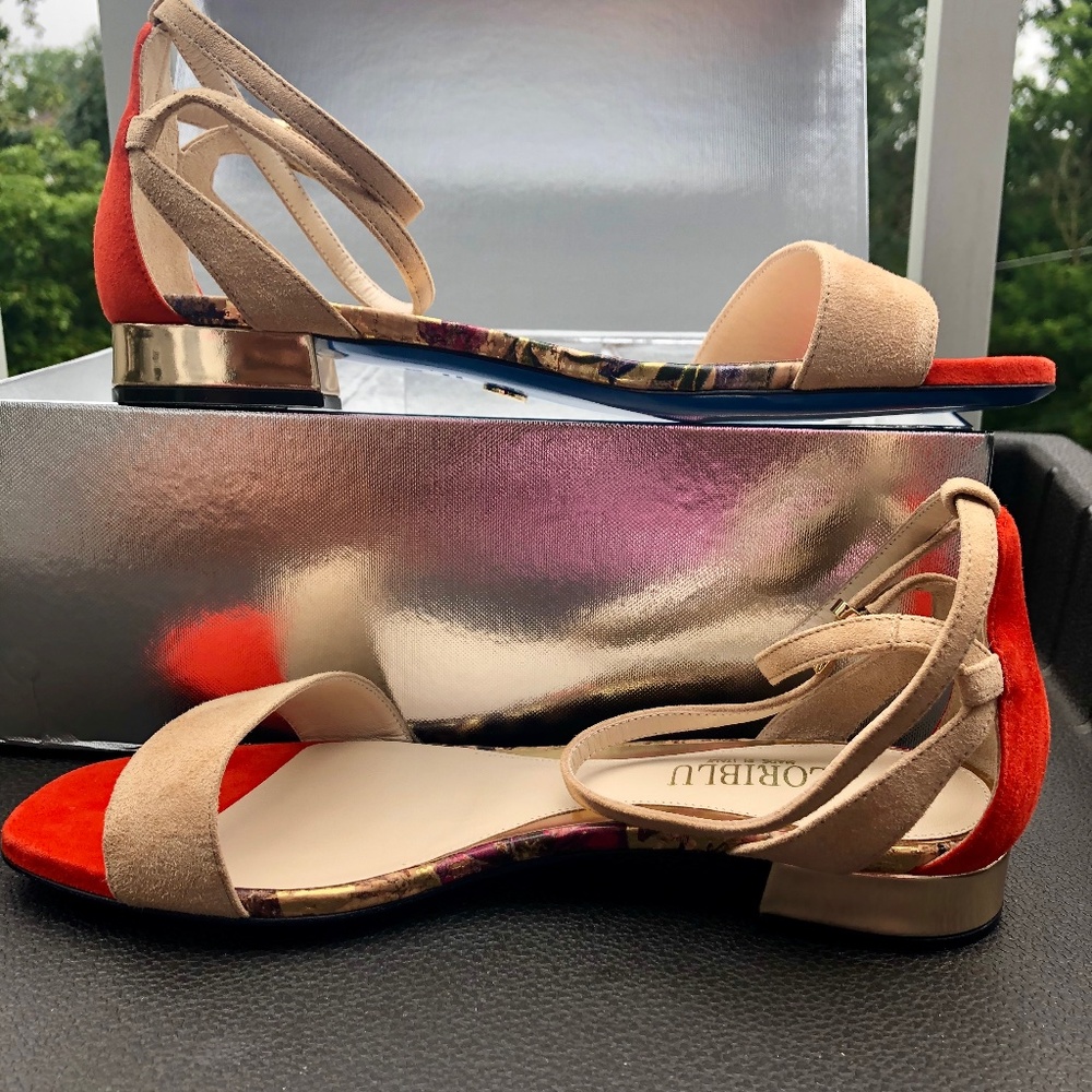 LORIBLU BEIGE/ORANGE SANDAL NEW IN BOX, SIZE 38.5M